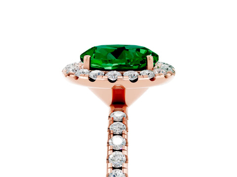 Rose gold Round Cut Halo Round Diamond Pavé Band Four-Prong Ring_5