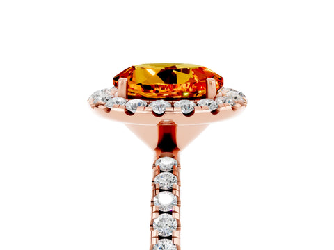 Rose gold Round Cut Halo Round Diamond Pavé Band Four-Prong Ring_5
