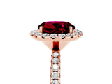 Rose gold Round Cut Halo Round Diamond Pavé Band Four-Prong Ring_5