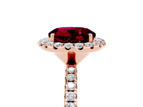 Rose gold Round Cut Halo Round Diamond Pavé Band Four-Prong Ring_5