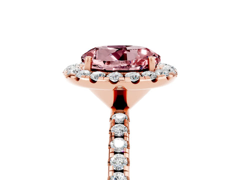 Rose gold Round Cut Halo Round Diamond Pavé Band Four-Prong Ring_5