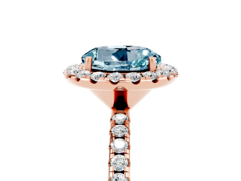 Rose gold Round Cut Halo Round Diamond Pavé Band Four-Prong Ring_5