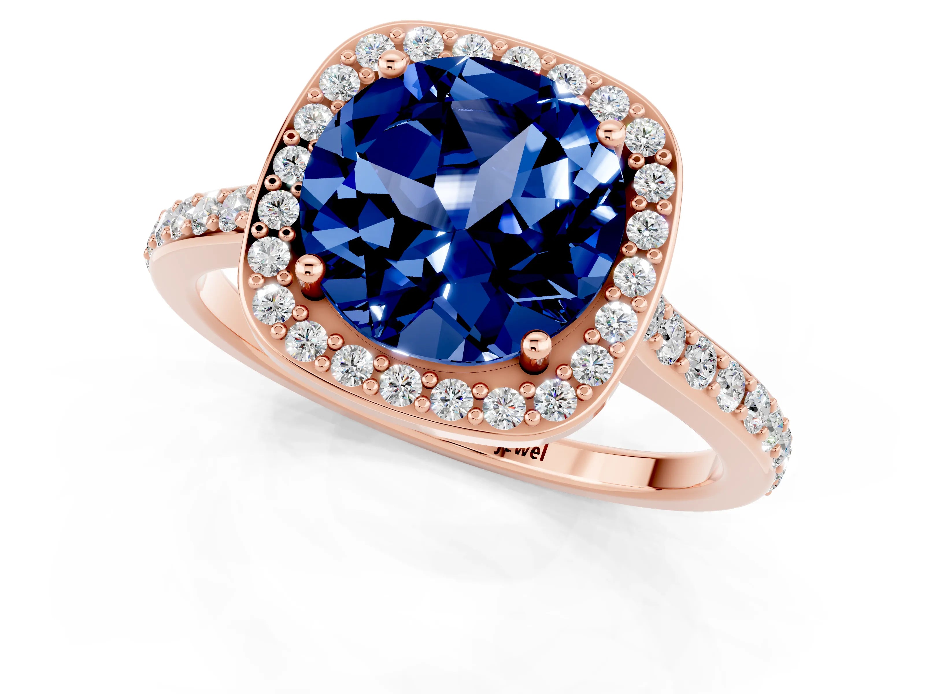 Rose gold Round Cut Halo Round Diamond Pavé Band with Four-Prong Setting_1