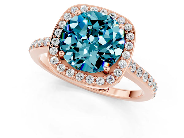 Rose gold Round Cut Halo Round Diamond Pavé Band with Four-Prong Setting