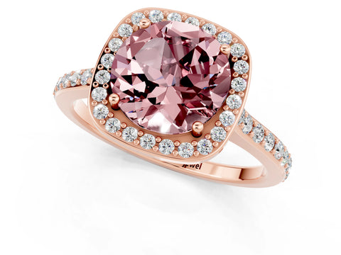 Rose gold Round Cut Halo Round Diamond Pavé Band with Four-Prong Setting_1