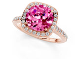 Rose gold Round Cut Halo Round Diamond Pavé Band with Four-Prong Setting_1