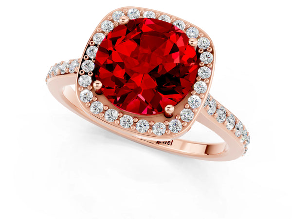 Rose gold Round Cut Halo Round Diamond Pavé Band with Four-Prong Setting