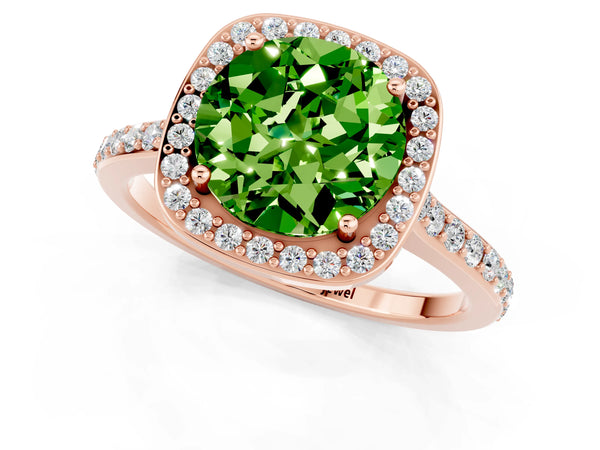 Rose gold Round Cut Halo Round Diamond Pavé Band with Four-Prong Setting
