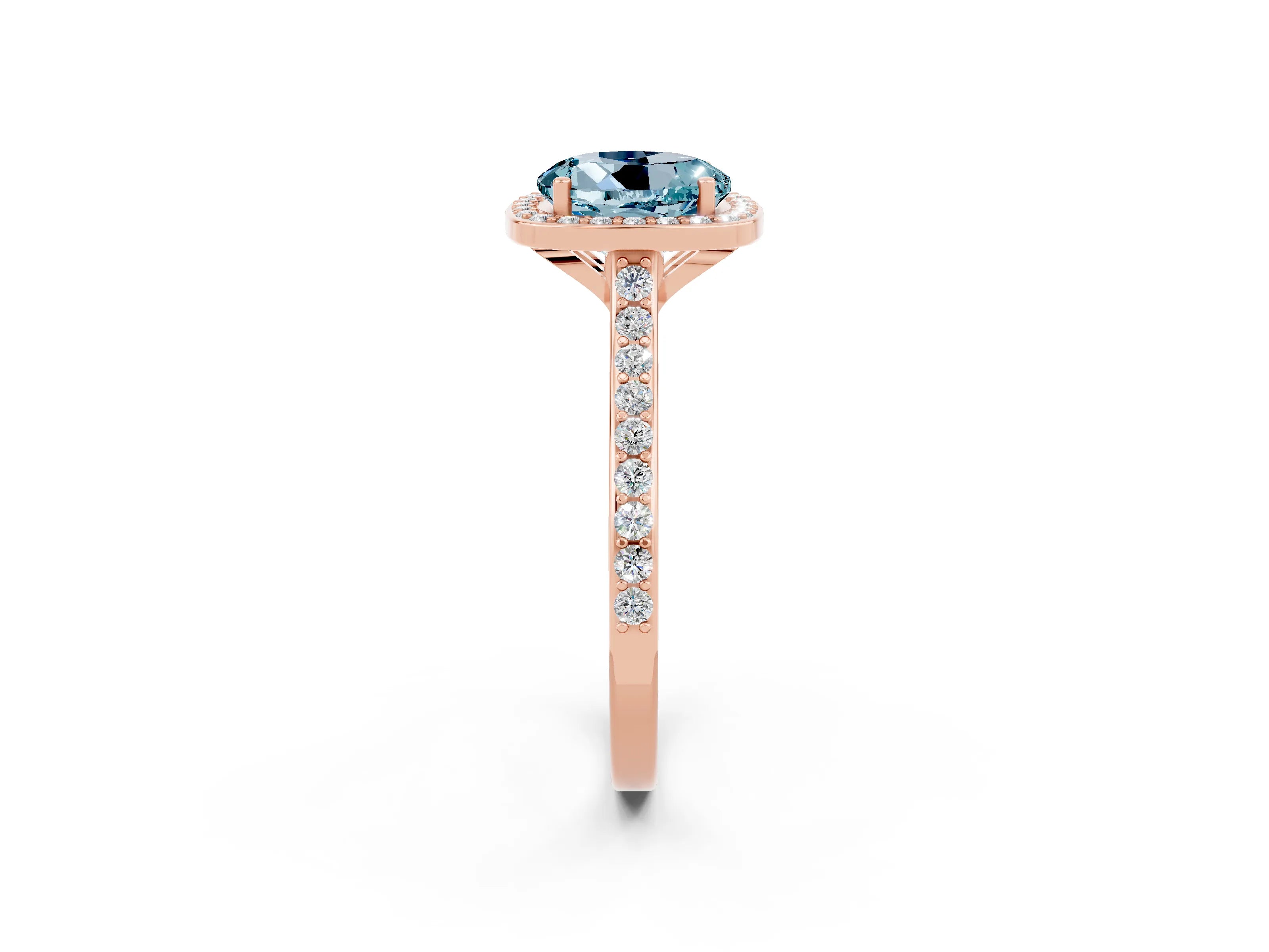 Rose gold Round Cut Halo Round Diamond Pavé Band with Four-Prong Setting_2