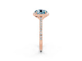 Rose gold Round Cut Halo Round Diamond Pavé Band with Four-Prong Setting_2