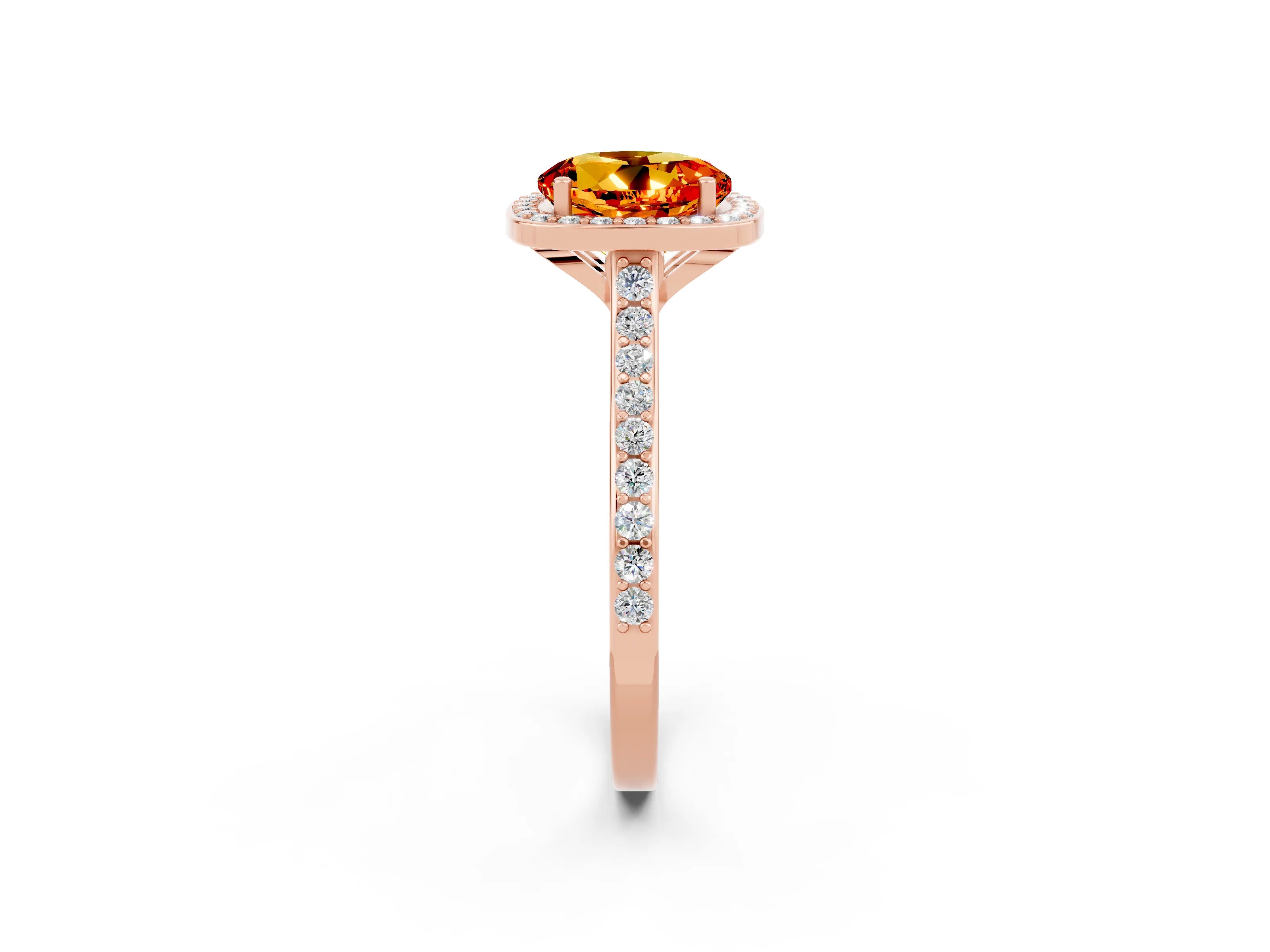 Rose gold Round Cut Halo Round Diamond Pavé Band with Four-Prong Setting_2