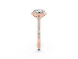 Rose gold Round Cut Halo Round Diamond Pavé Band with Four-Prong Setting_2