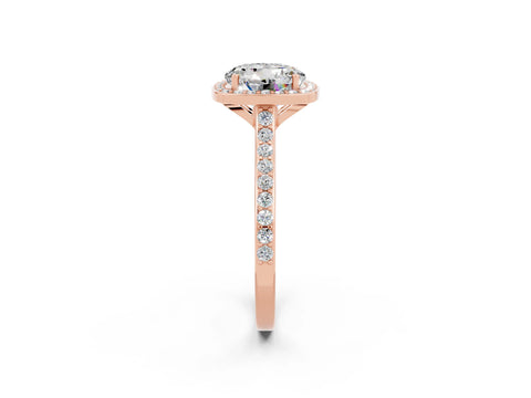 Rose gold Round Cut Halo Round Diamond Pavé Band with Four-Prong Setting_2