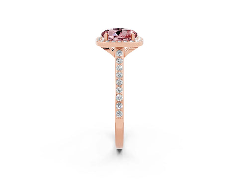 Rose gold Round Cut Halo Round Diamond Pavé Band with Four-Prong Setting_2