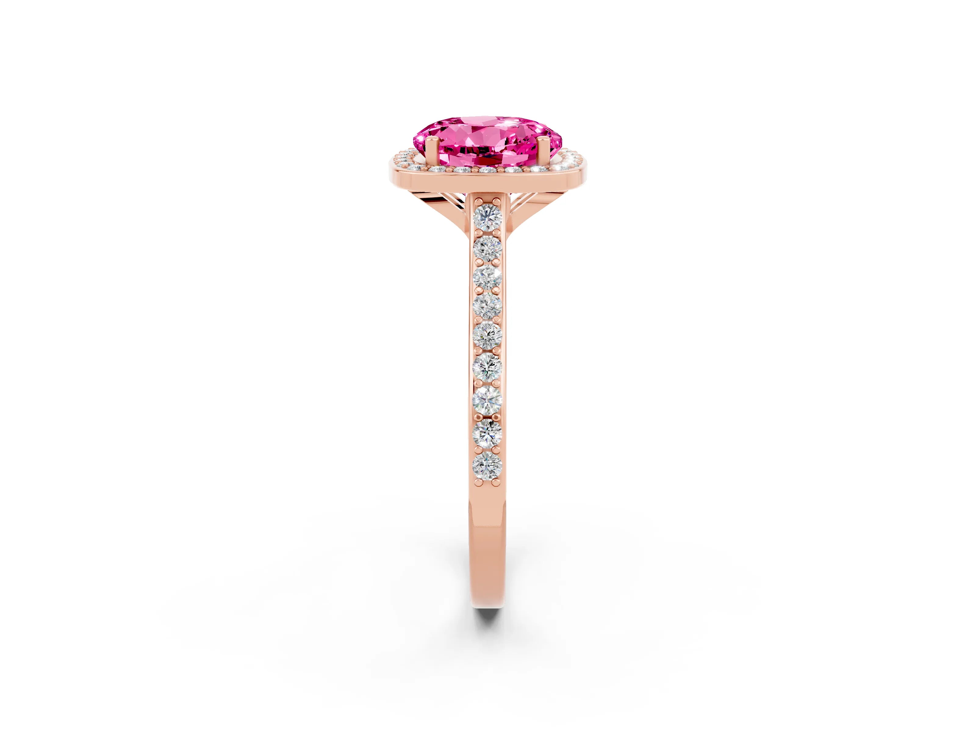 Rose gold Round Cut Halo Round Diamond Pavé Band with Four-Prong Setting_2