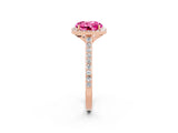 Rose gold Round Cut Halo Round Diamond Pavé Band with Four-Prong Setting_2