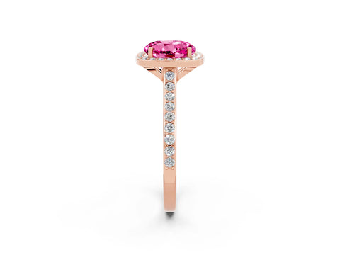 Rose gold Round Cut Halo Round Diamond Pavé Band with Four-Prong Setting_2