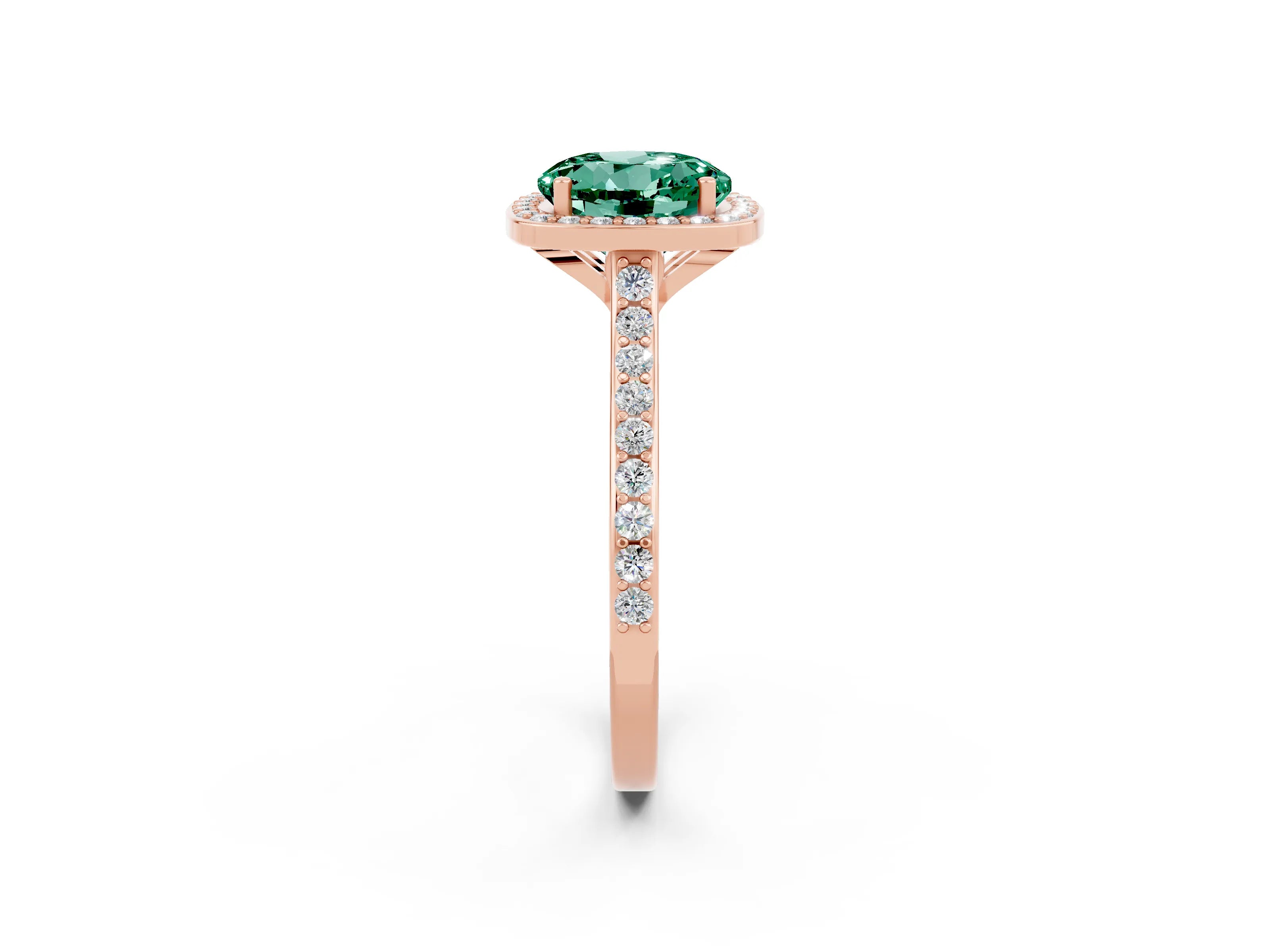Rose gold Round Cut Halo Round Diamond Pavé Band with Four-Prong Setting_2