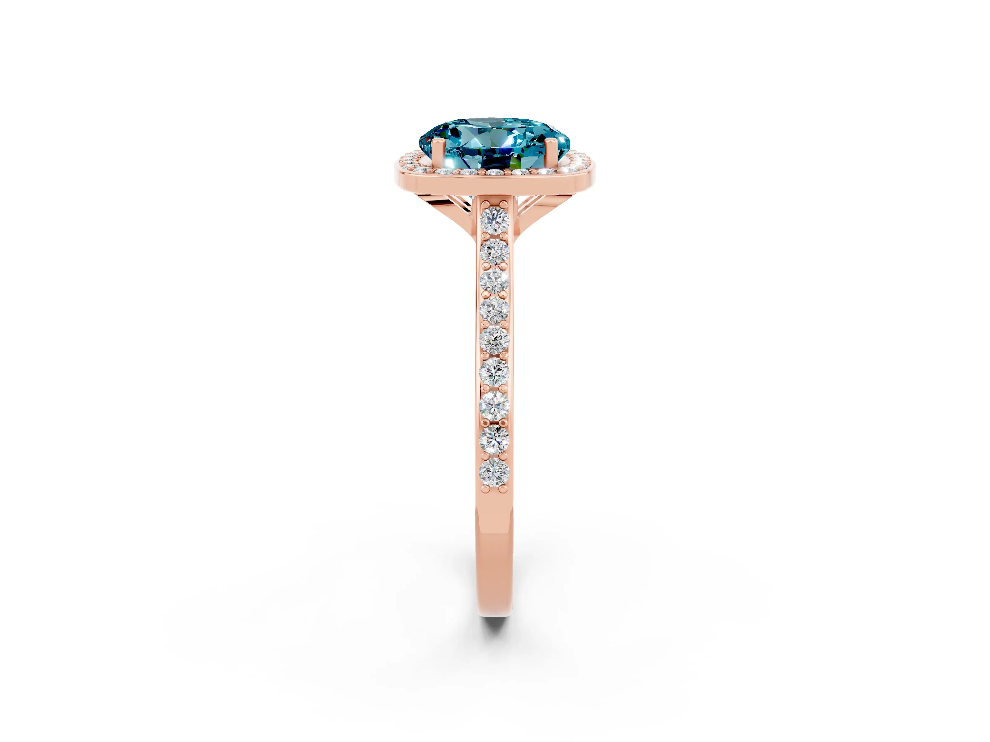 Rose gold Round Cut Halo Round Diamond Pavé Band with Four-Prong Setting_2
