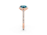Rose gold Round Cut Halo Round Diamond Pavé Band with Four-Prong Setting_2