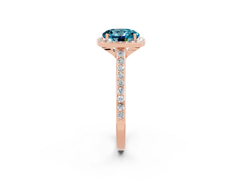 Rose gold Round Cut Halo Round Diamond Pavé Band with Four-Prong Setting_2