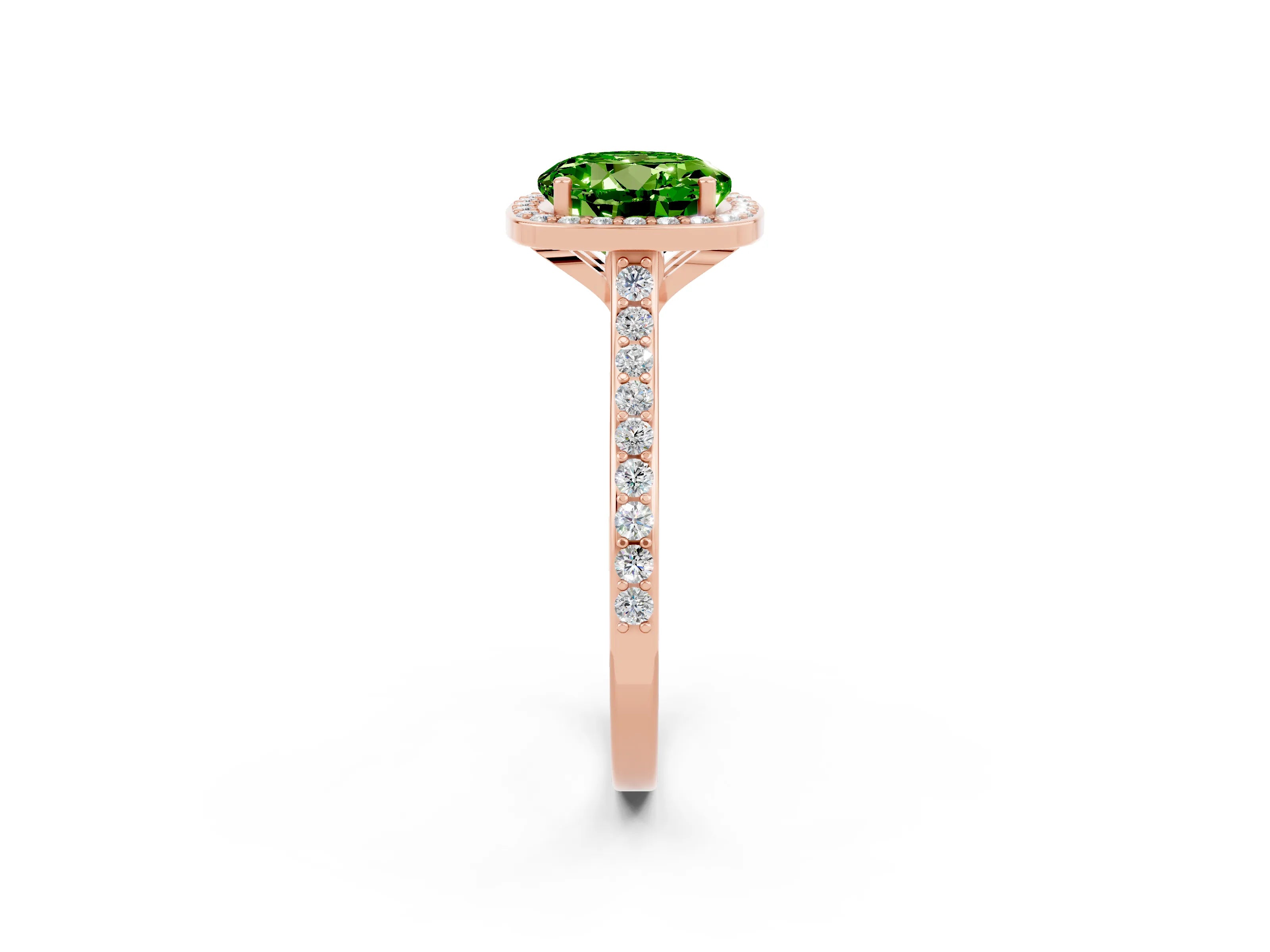 Rose gold Round Cut Halo Round Diamond Pavé Band with Four-Prong Setting_2
