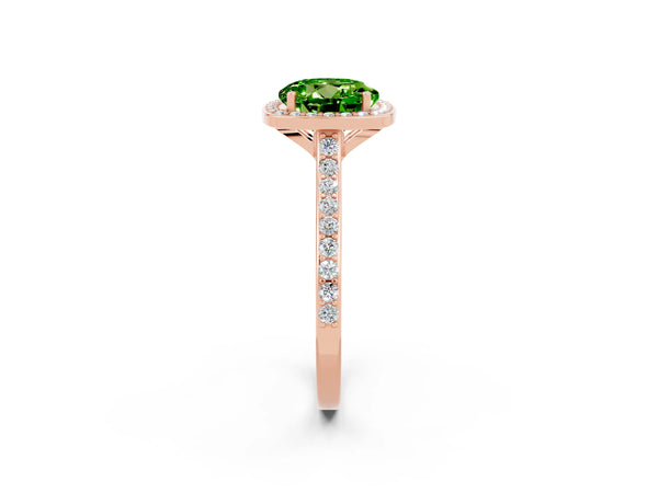 Rose gold Round Cut Halo Round Diamond Pavé Band with Four-Prong Setting