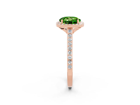 Rose gold Round Cut Halo Round Diamond Pavé Band with Four-Prong Setting_2