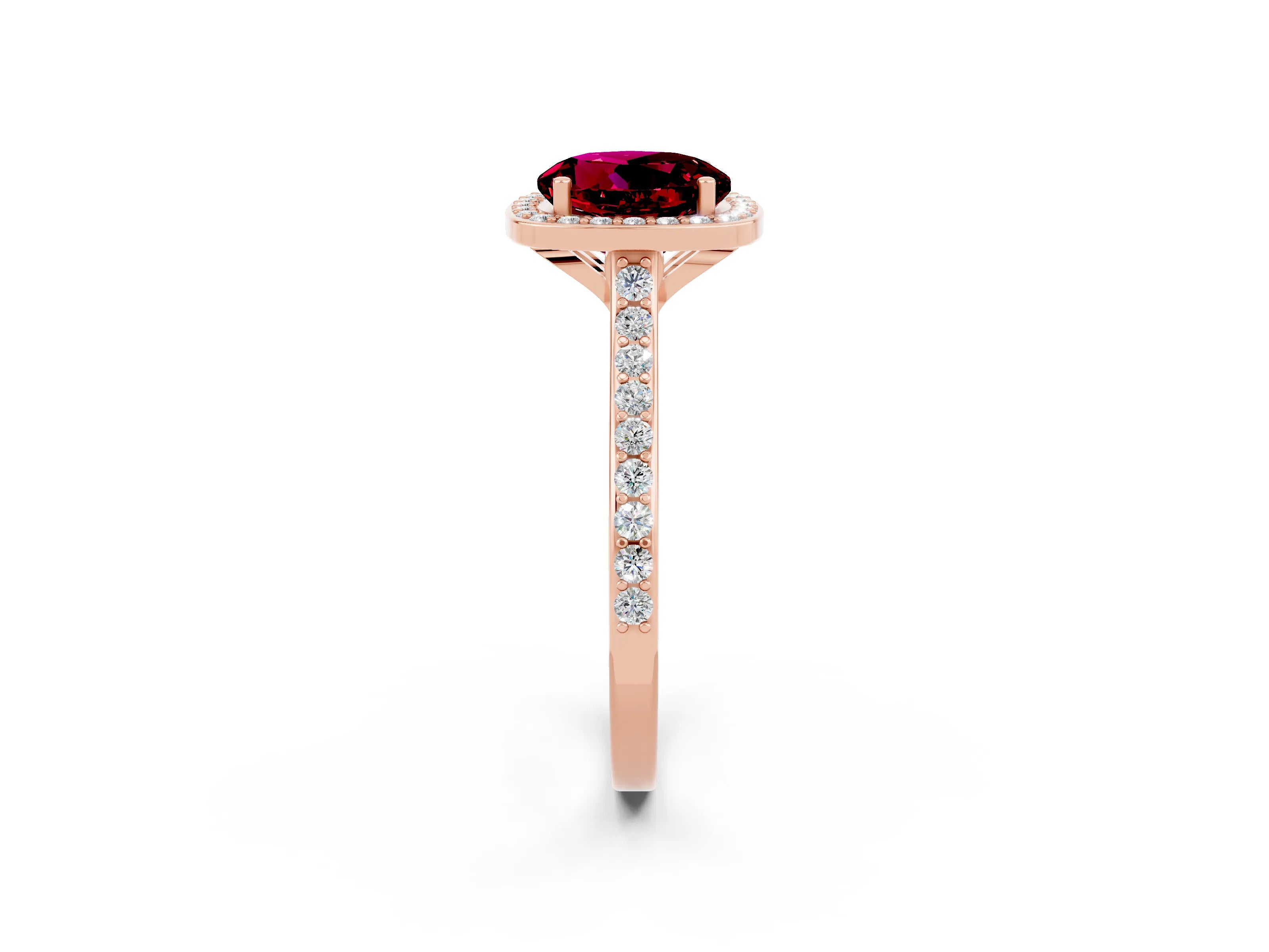Rose gold Round Cut Halo Round Diamond Pavé Band with Four-Prong Setting_2