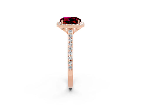 Rose gold Round Cut Halo Round Diamond Pavé Band with Four-Prong Setting_2