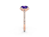 Rose gold Round Cut Halo Round Diamond Pavé Band with Four-Prong Setting_2