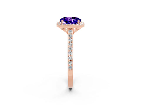 Rose gold Round Cut Halo Round Diamond Pavé Band with Four-Prong Setting_2