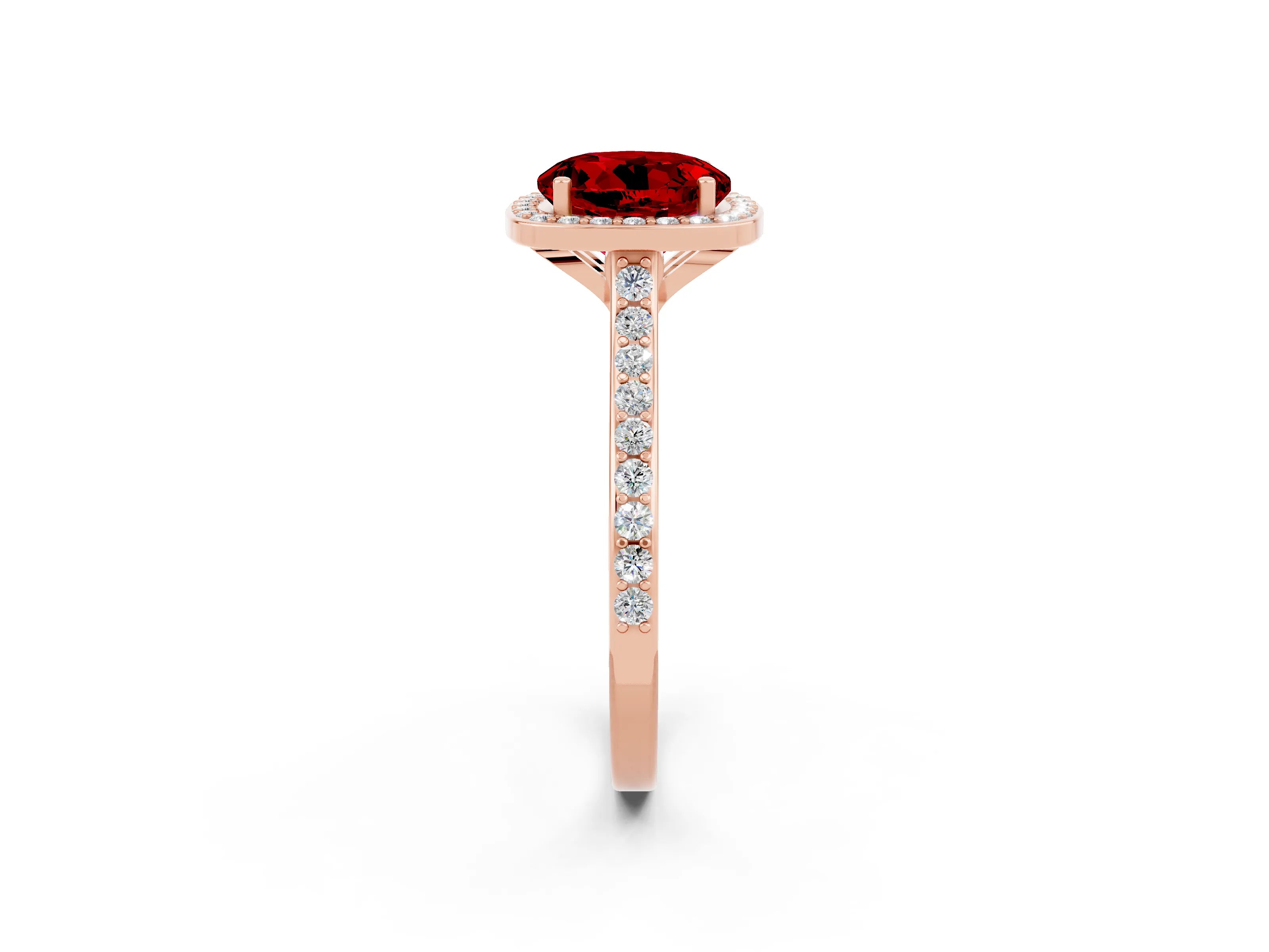 Rose gold Round Cut Halo Round Diamond Pavé Band with Four-Prong Setting_2