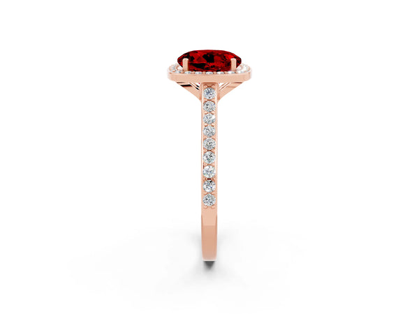 Rose gold Round Cut Halo Round Diamond Pavé Band with Four-Prong Setting