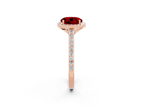 Rose gold Round Cut Halo Round Diamond Pavé Band with Four-Prong Setting_2