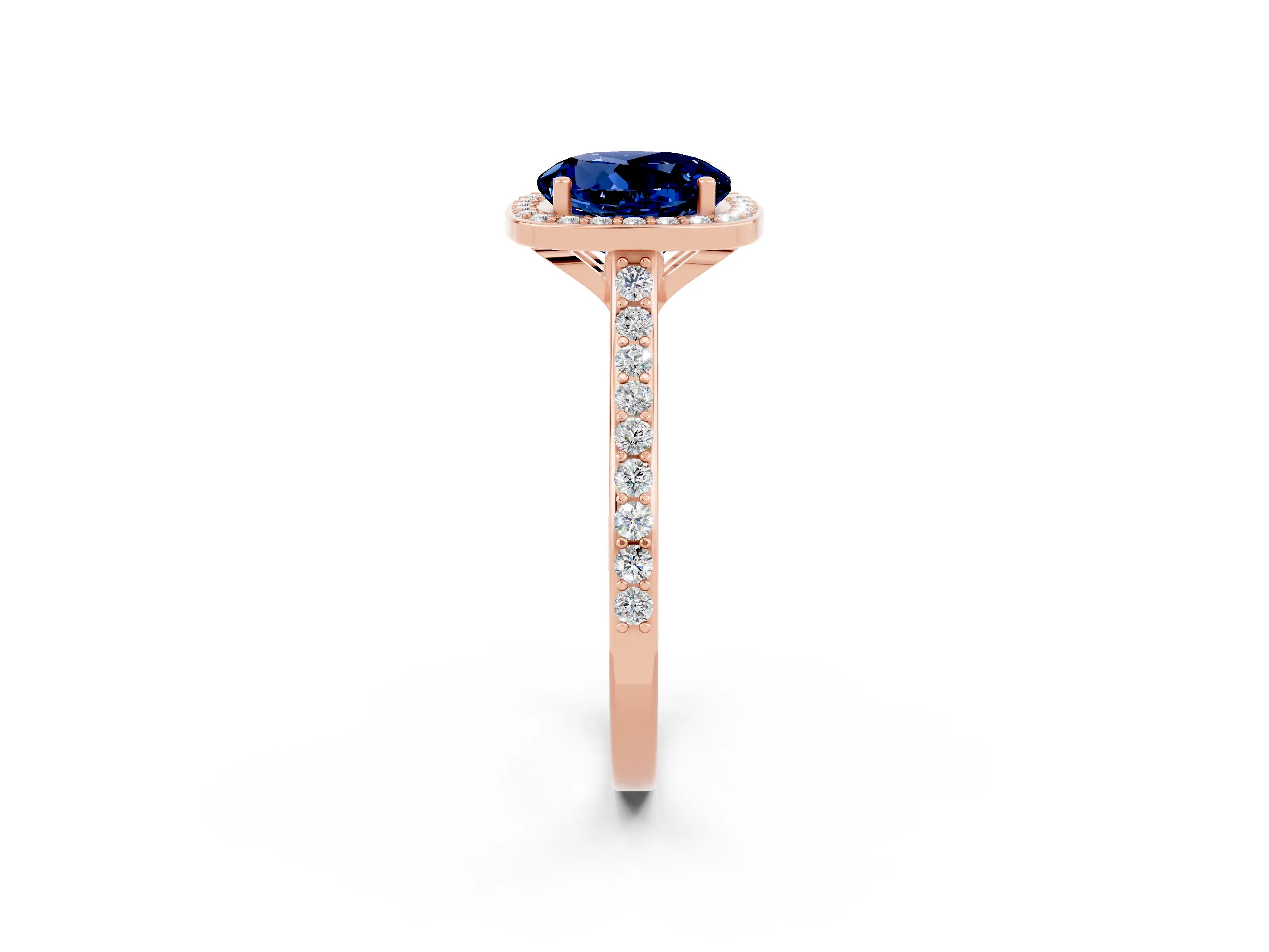 Rose gold Round Cut Halo Round Diamond Pavé Band with Four-Prong Setting_2
