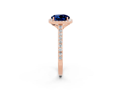 Rose gold Round Cut Halo Round Diamond Pavé Band with Four-Prong Setting_2