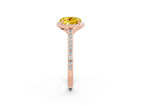 Rose gold Round Cut Halo Round Diamond Pavé Band with Four-Prong Setting_2