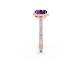 Rose gold Round Cut Halo Round Diamond Pavé Band with Four-Prong Setting_2