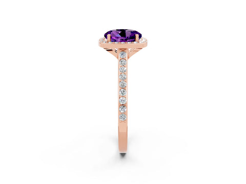 Rose gold Round Cut Halo Round Diamond Pavé Band with Four-Prong Setting_2