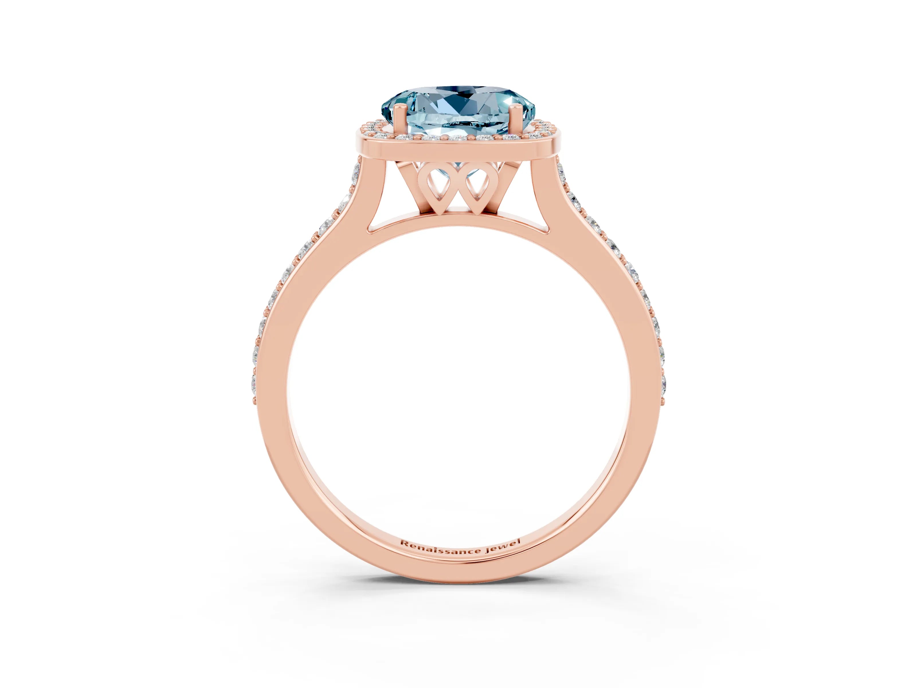 Rose gold Round Cut Halo Round Diamond Pavé Band with Four-Prong Setting_3