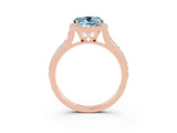Rose gold Round Cut Halo Round Diamond Pavé Band with Four-Prong Setting_3