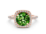 Rose gold Round Cut Halo Round Diamond Pavé Band with Four-Prong Setting