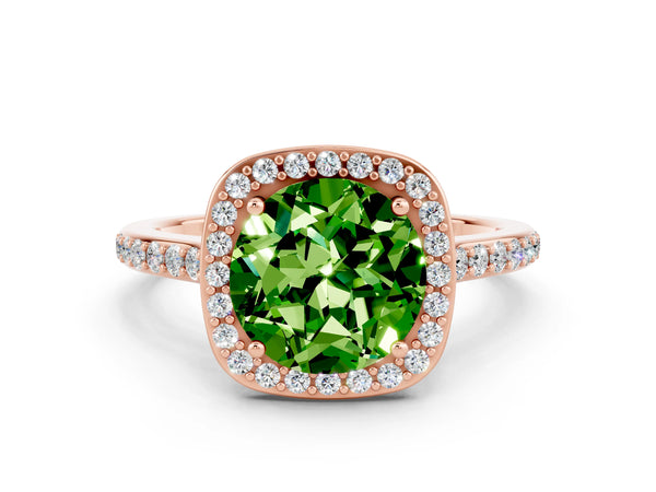Rose gold Round Cut Halo Round Diamond Pavé Band with Four-Prong Setting