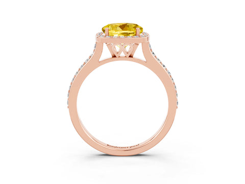 Rose gold Round Cut Halo Round Diamond Pavé Band with Four-Prong Setting_3