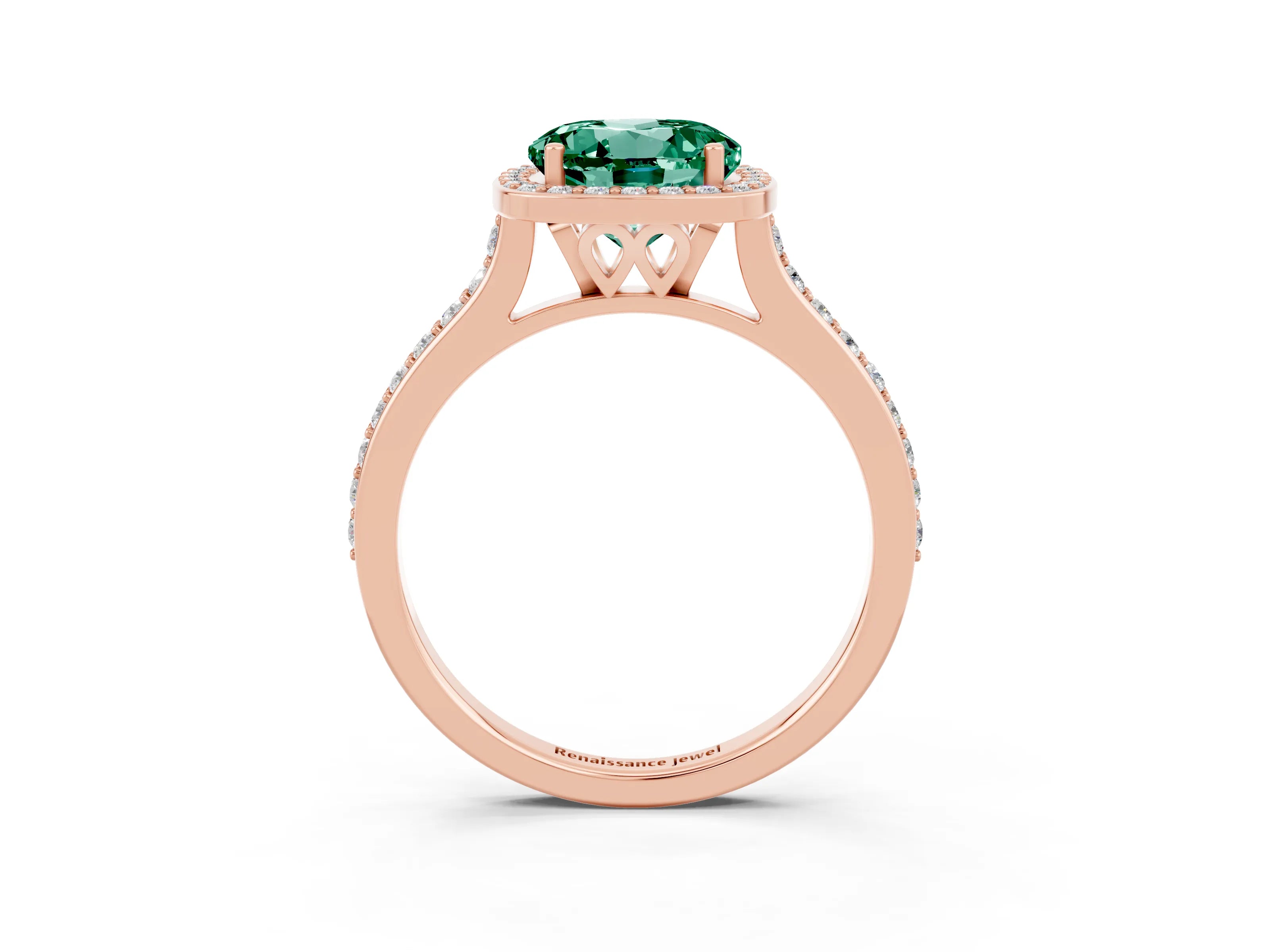 Rose gold Round Cut Halo Round Diamond Pavé Band with Four-Prong Setting_3