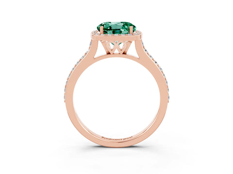 Rose gold Round Cut Halo Round Diamond Pavé Band with Four-Prong Setting_3
