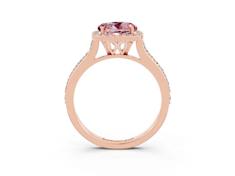 Rose gold Round Cut Halo Round Diamond Pavé Band with Four-Prong Setting_3
