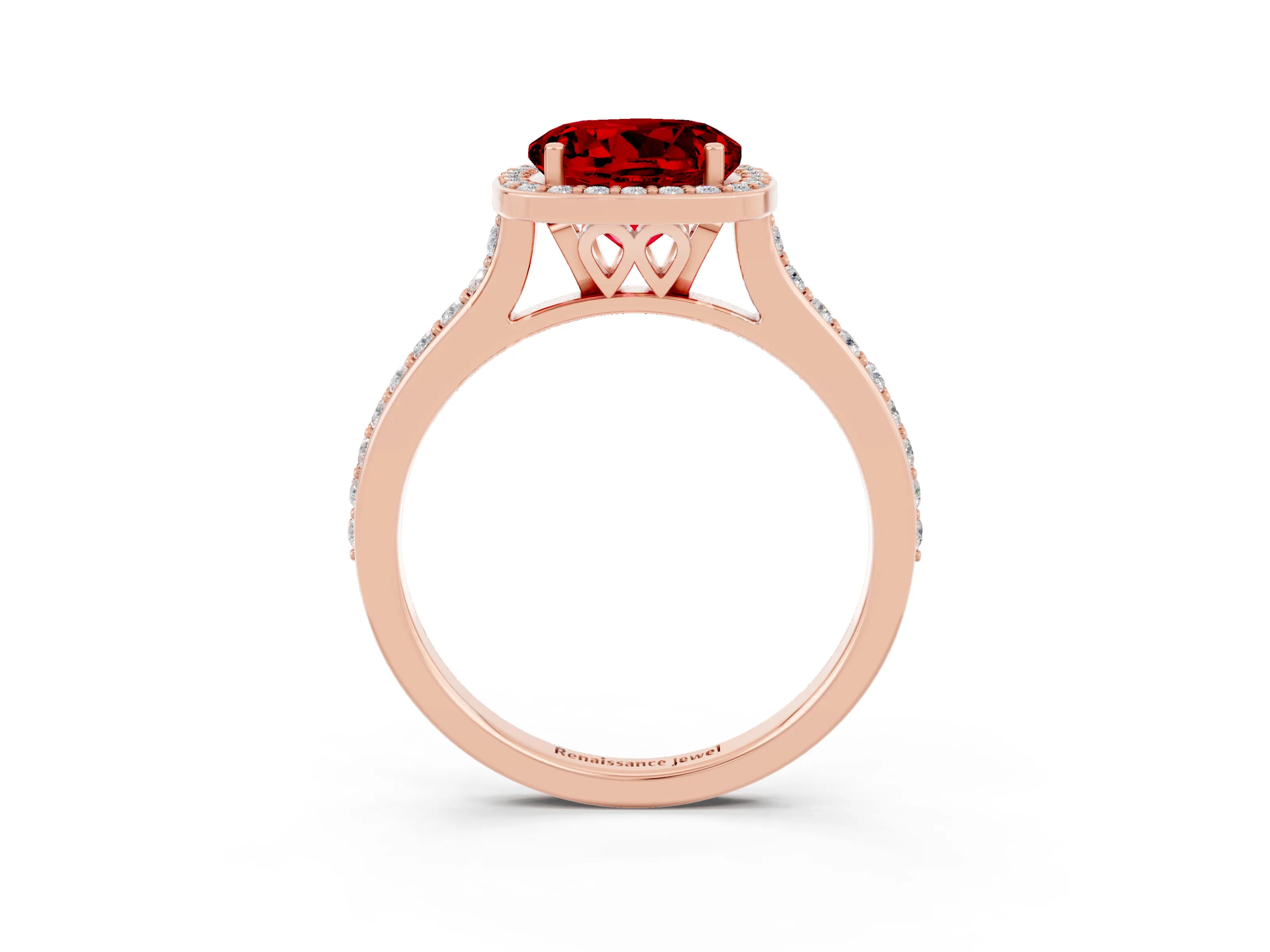 Rose gold Round Cut Halo Round Diamond Pavé Band with Four-Prong Setting_3