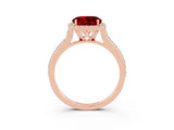 Rose gold Round Cut Halo Round Diamond Pavé Band with Four-Prong Setting_3
